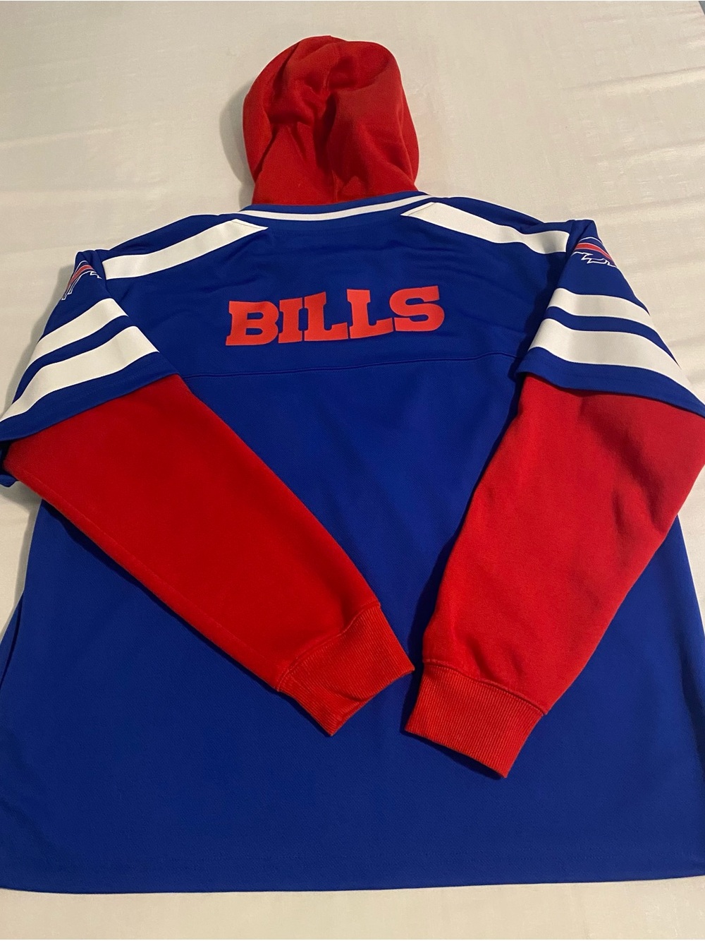 NFL Bills Blue and Red Crewneck Hooded Sweater - Picture 5 of 8